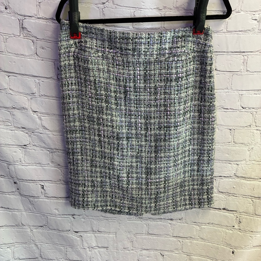 Evan Picone Women’s Gray Lavender Accent Tweed Career Pencil Skirt Size 6 EUC‎